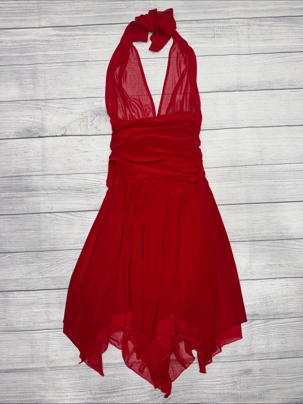 Lette Red Halter-Neck Asymmetrical Dress